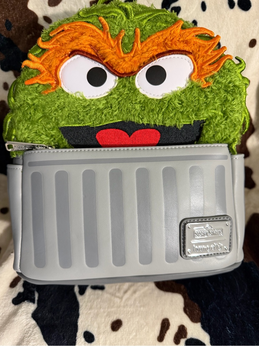 Loungefly Oscar the Grouch Plush Kids Backpack - Green & Orange - Picture 2 of 7